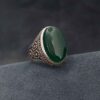 Perzische Zilveren Ring Heren - Groene Agaat Luxe Design