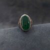 Perzische Zilveren Ring Heren - Groene Agaat Luxe Design