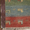 Handgeknoopt Perzisch gestreept Gabbeh tapijt met dierenmotieven - Rood, Wol