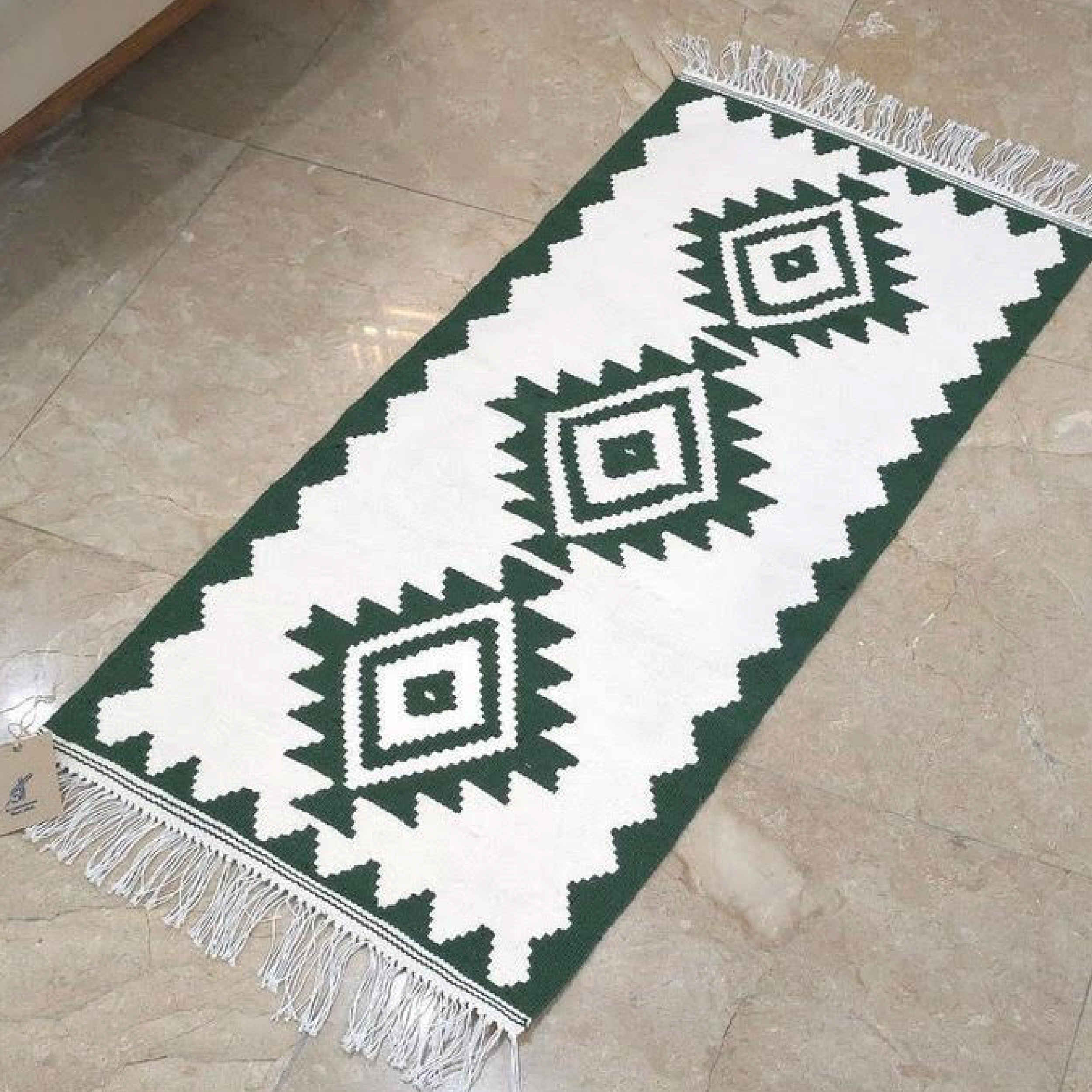 Perzisch Kelim-tapijt uit Ardabil, geometrisch in wit, modern ontwerp van acryl