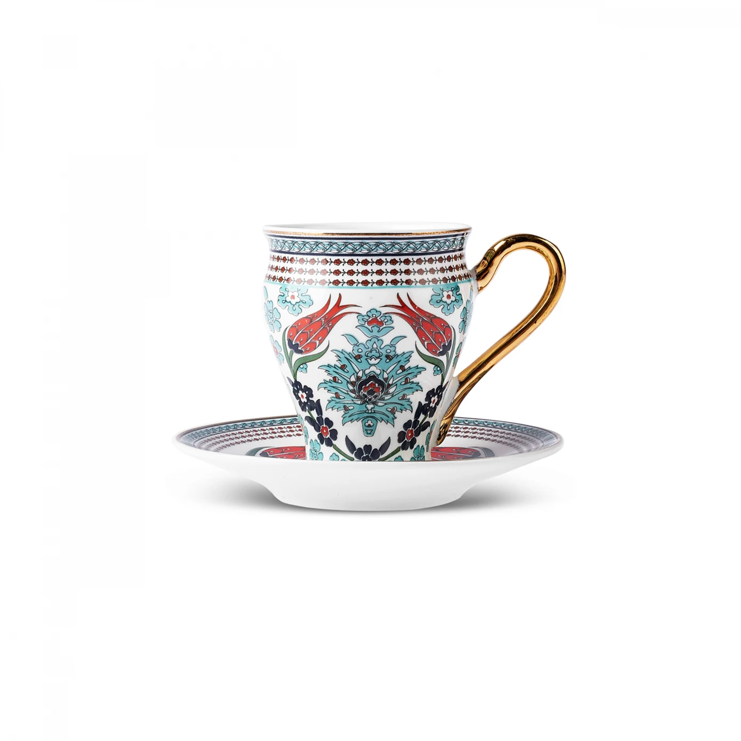 Artistiek Porseleinen Theeservies – Wit Bloemen