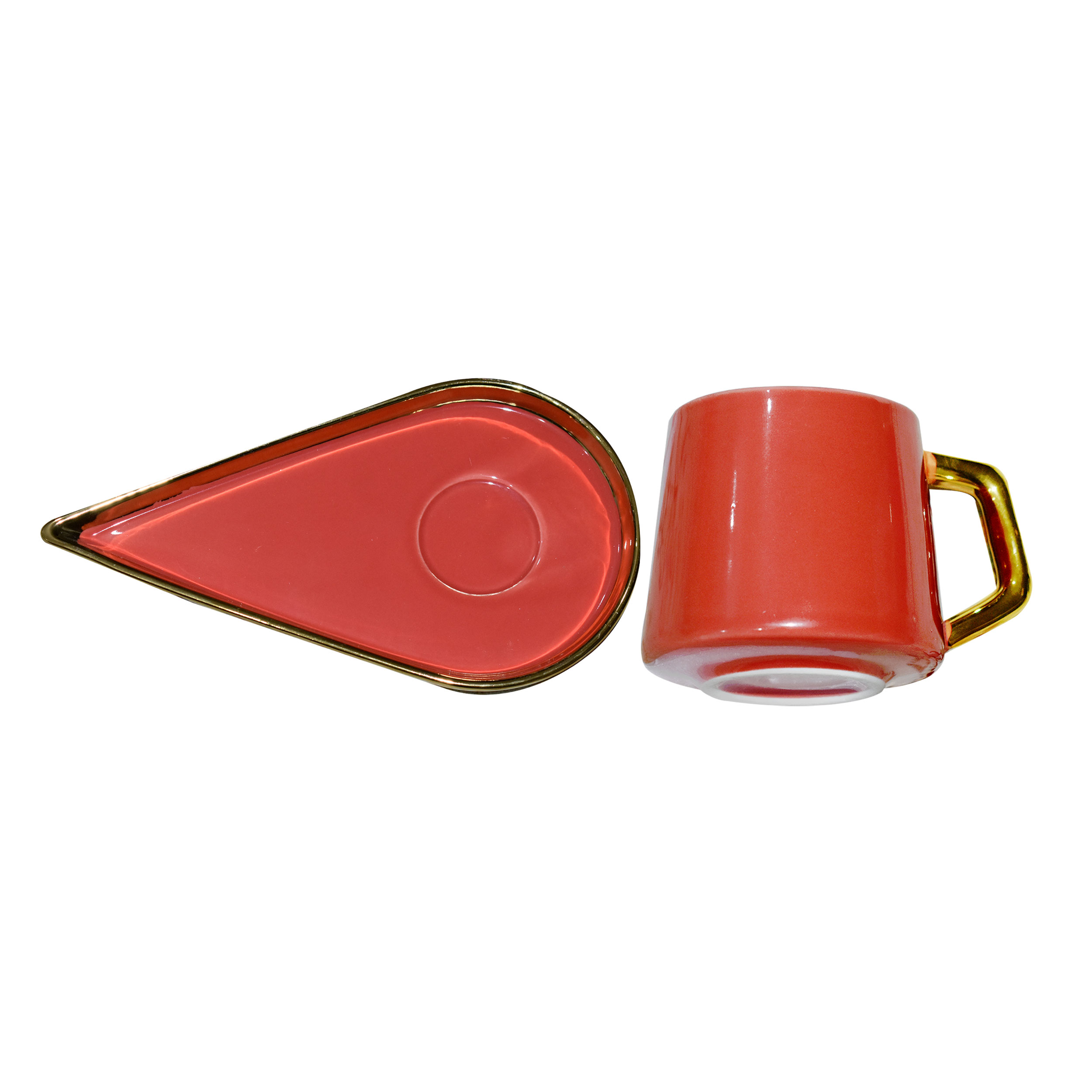 Artistiek Porseleinen Theeservies – Rood