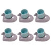 Artistiek Porseleinen Theeservies – Turkoois (6 pers.)