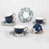 Artistiek Porseleinen Theeservies – Blad Blauw