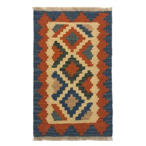 Perzisch Qashqai Kilim Tapijt van Wol – Marineblauw
