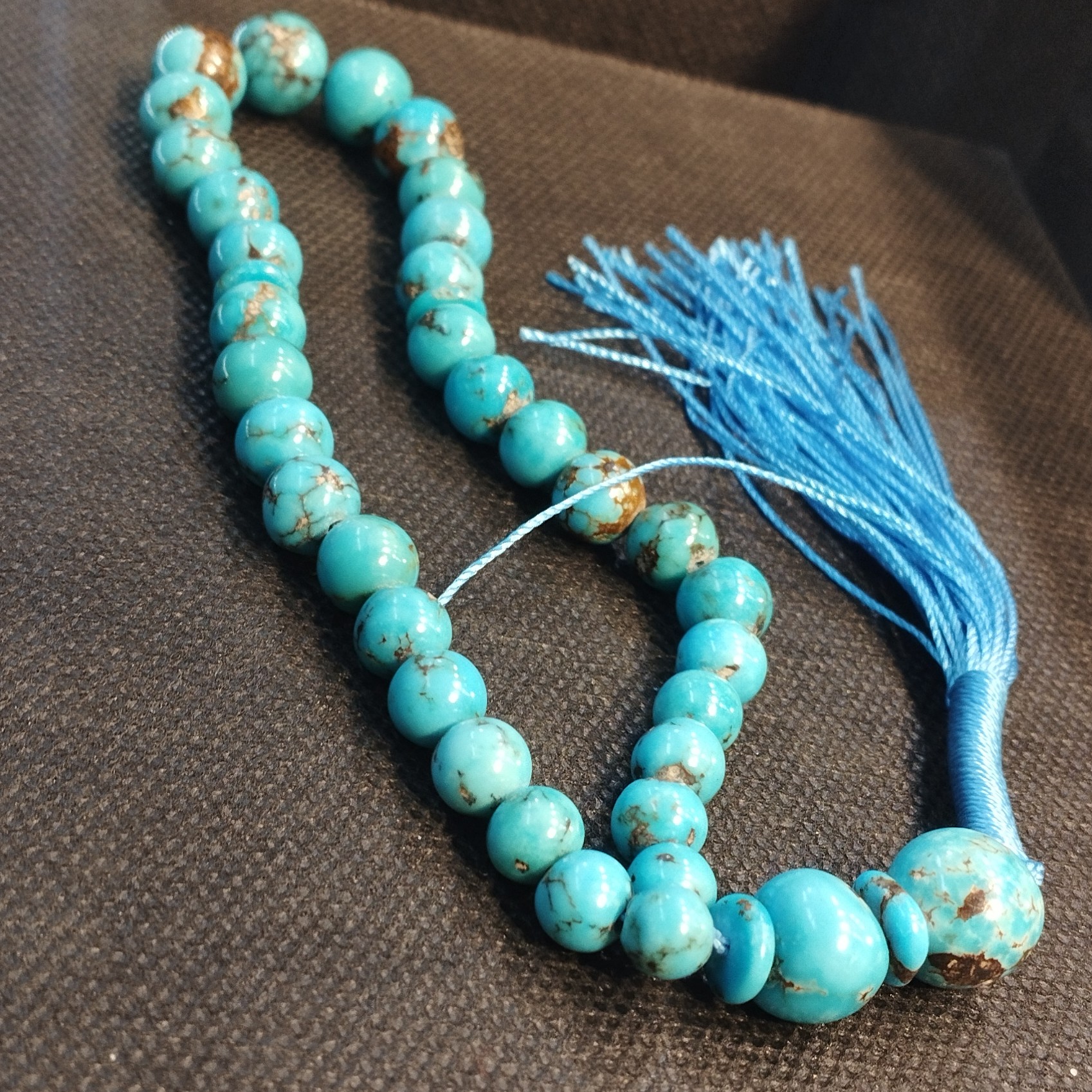 Perzische Neyshabur Turkoois Rozenkrans: 33 Gebedskralen Tasbih