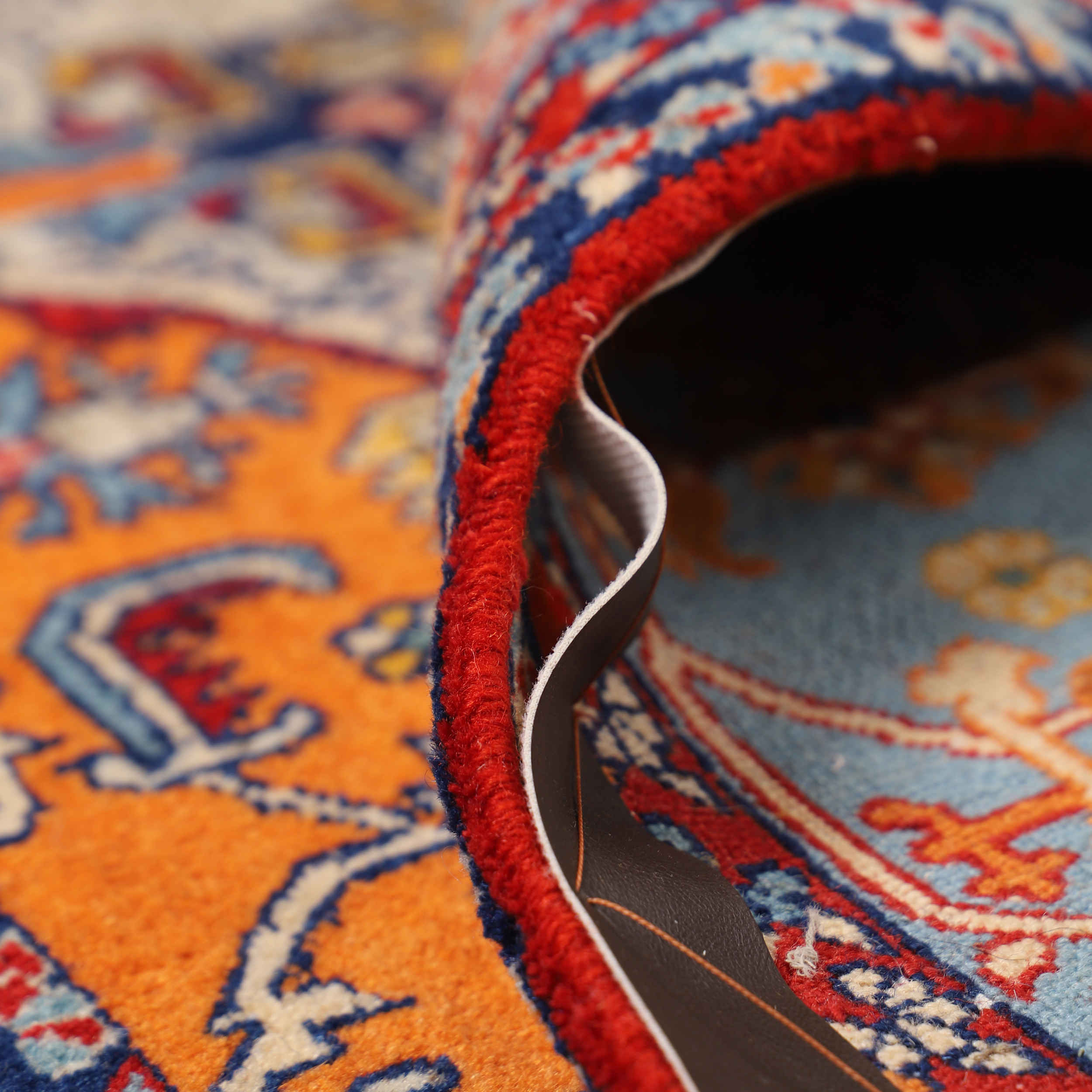 Handgeknoopt Perzisch Isfahan Tapijt (Geometrisch Medaillon / Herati) – Oranje Wol