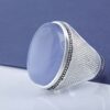 Perzische Jemenitische aqeeq zilveren ring voor heren, paars