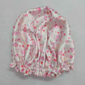 Zijde-Satijnen Nachtbonnet – Roze Hartontwerp