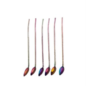 Roze RVS Barlepel Set – 6 Stuks Luxe Roerlepels