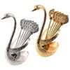 Gouden Barlepel Set met Vogel-Design – 6 Stuks met Houder