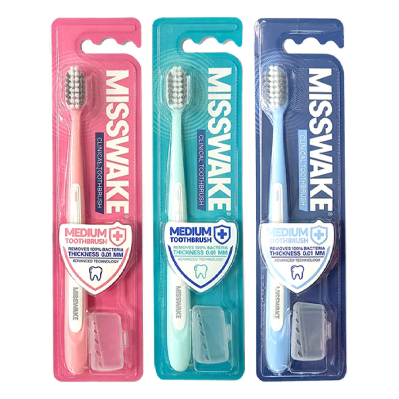 Misswake Medium Tandenborstel – Roze (Set van 3)