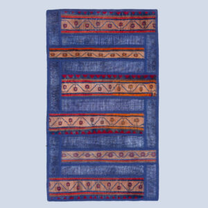 Vintage Patchwork Tapijt Blauw – Bloemen Wol