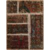 Vintage Patchwork Tapijt Bruin – Geometrisch Wol