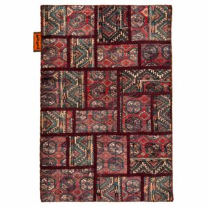Vintage Patchwork Tapijt Geometrisch Rood – Wol