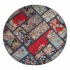 Vintage Perzisch Handgeknoopt Patchwork Tapijt Rood Rond