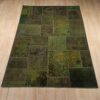 Vintage Patchwork Tapijt Saliegroen – Geruit Wol