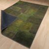 Vintage Patchwork Tapijt Saliegroen – Geruit Wol