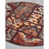 Vintage Perzisch Handgeknoopt Patchwork Tapijt Traditioneel Rood Rond