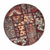 Vintage Perzisch Handgeknoopt Patchwork Tapijt Traditioneel Rood Rond
