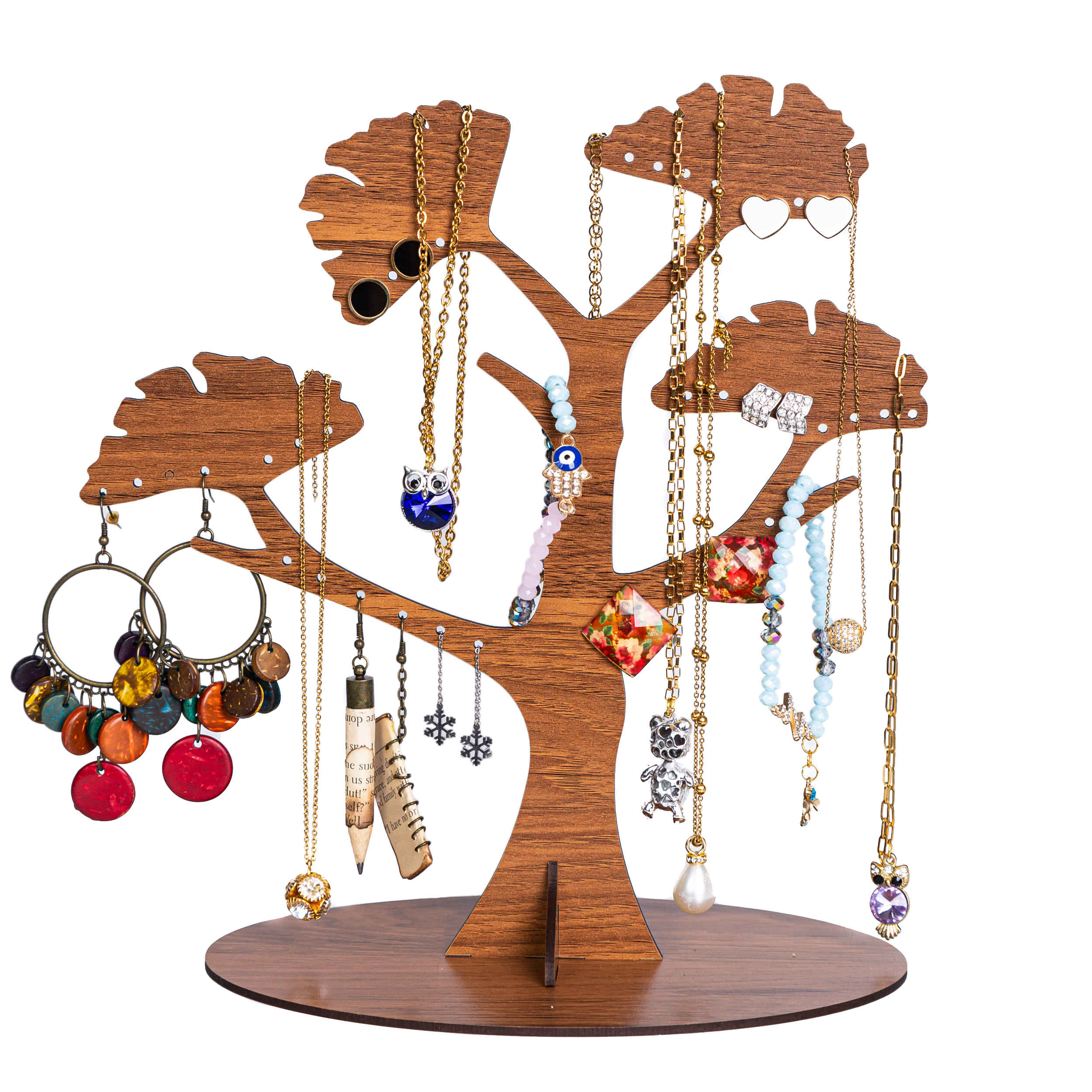 Houten sieradenhouder & organizer met boomdesign