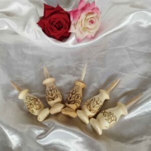 Houten Perzische kohlhouder – set van 5 met bloemenontwerp