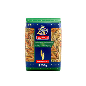Zar Macaroni Groente Penne Rigate – 500g: Voedzame Pasta met Spinazie en Paprika
