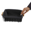 Zwarte Metalen Mand met Houten Handvatten