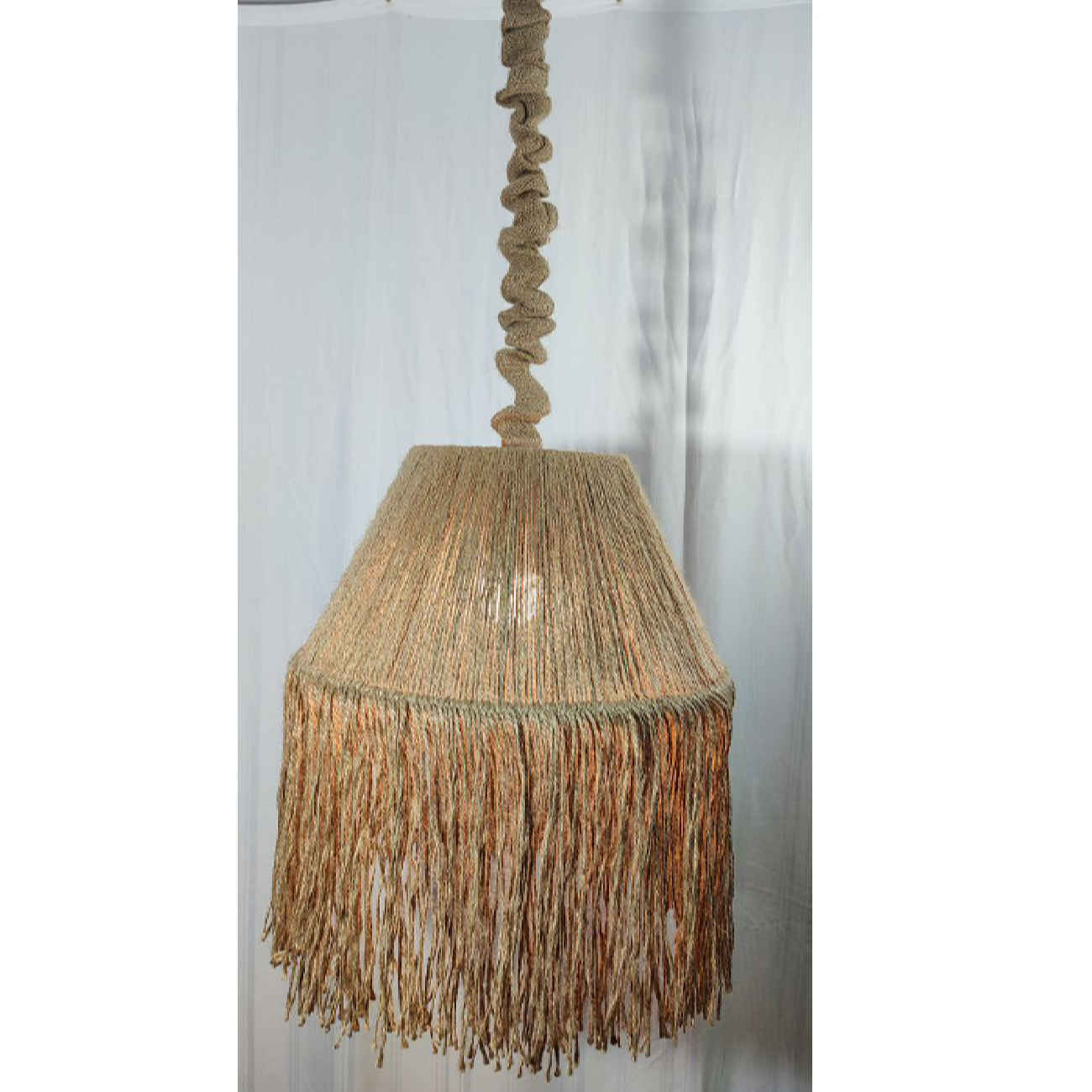 Handgemaakte Gevlochten Hanglamp – Fringe Hennep