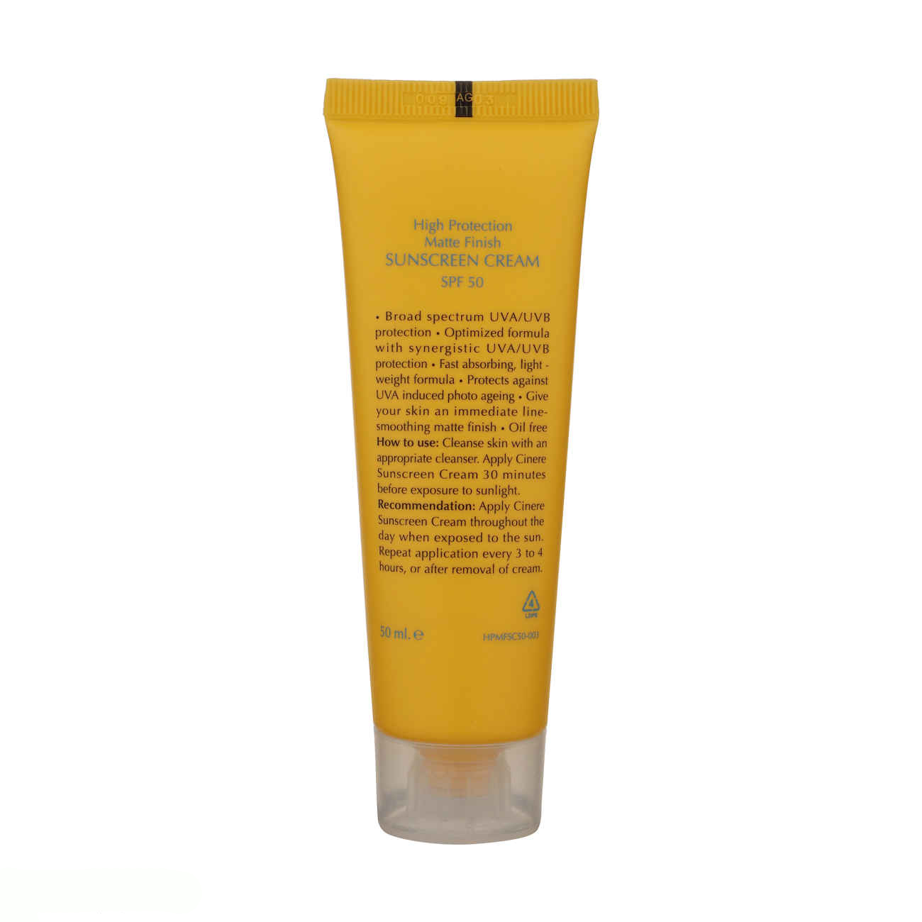 Cinere Kleurloze Zonnebrandcrème SPF50 – Droge Huid