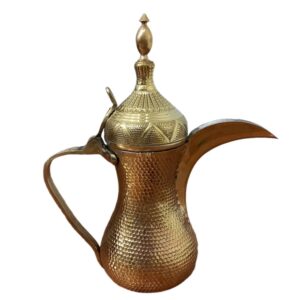 Messing Dallah Koffiepot voor het Zetten van Qahwa & Arabische Koffie – Model Jannat