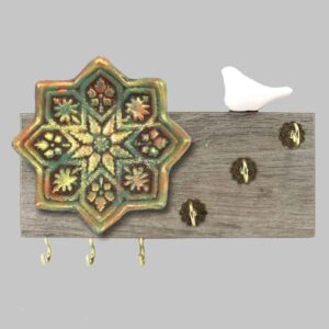 Decoratieve Muur Sleutelhouder met Tegel en Vogel Shamsa Ontwerp
