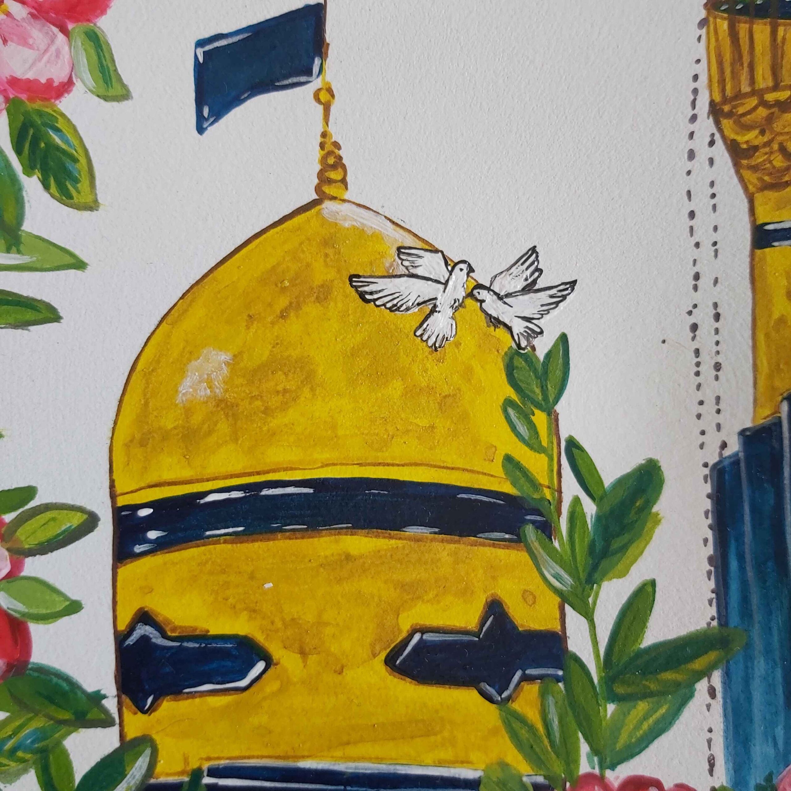 Handgemaakt Islamitisch Aardewerk Bord met Acrylverf – Wanddecoratie Geïnspireerd door de Heiligdom van Imam Reza