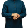 Islamitische Tuniek voor Moslim Mannen met 4 Knopen in Marineblauw
