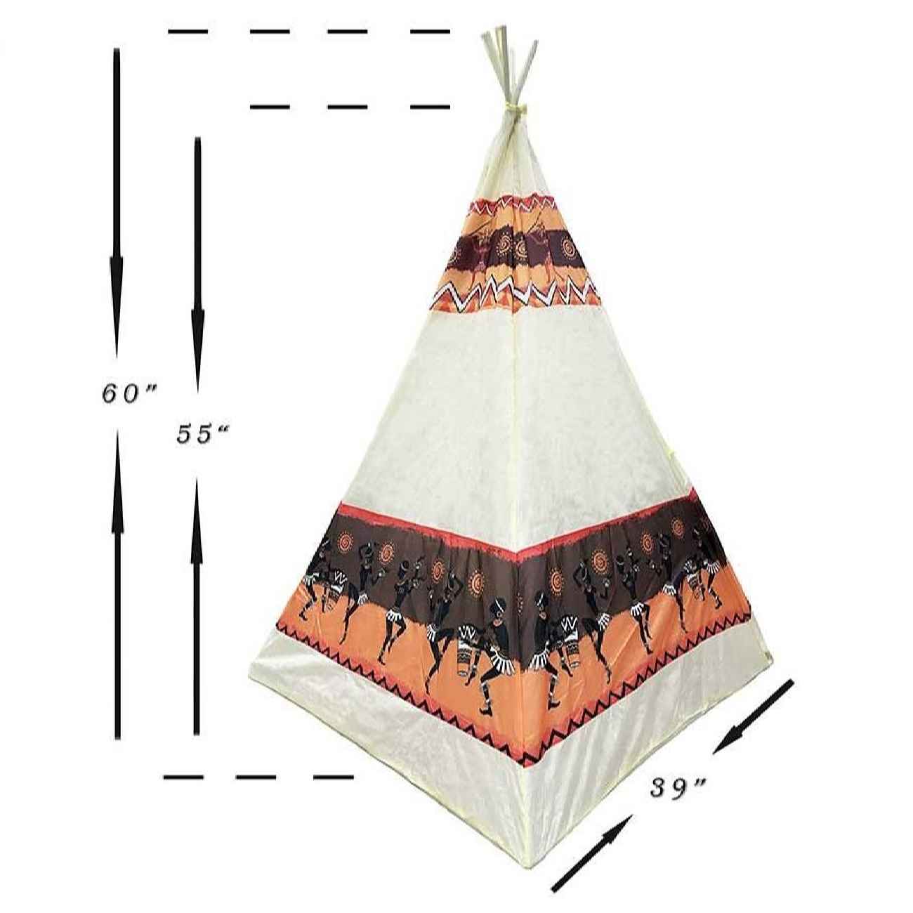 Kinderspeeltent in tipi-stijl – Crème met motieven