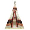 Kinderspeeltent in tipi-stijl – Crème met motieven