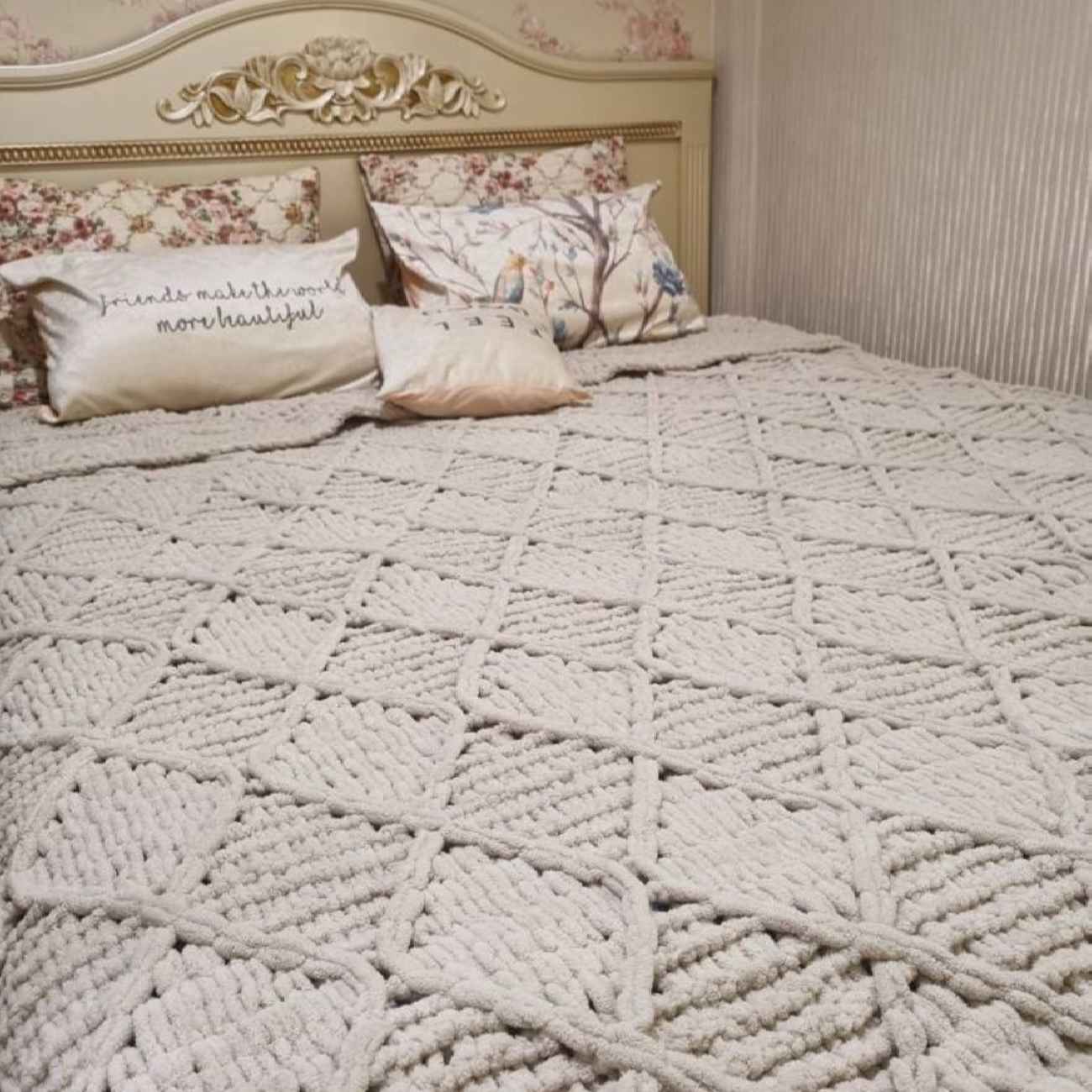 Gebreid Gehaakt Sprei – Cream Chic
