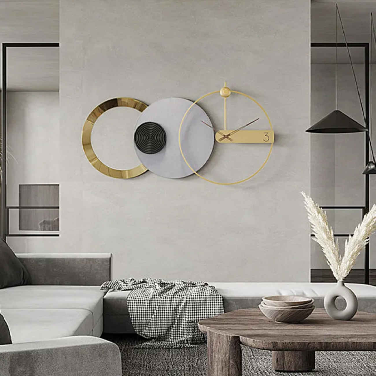 Moderne 3-Delige Wandklok – Stil Vlinder Design (Goud)