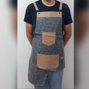 Moderne Barista Schort – Grijs Kunstleer