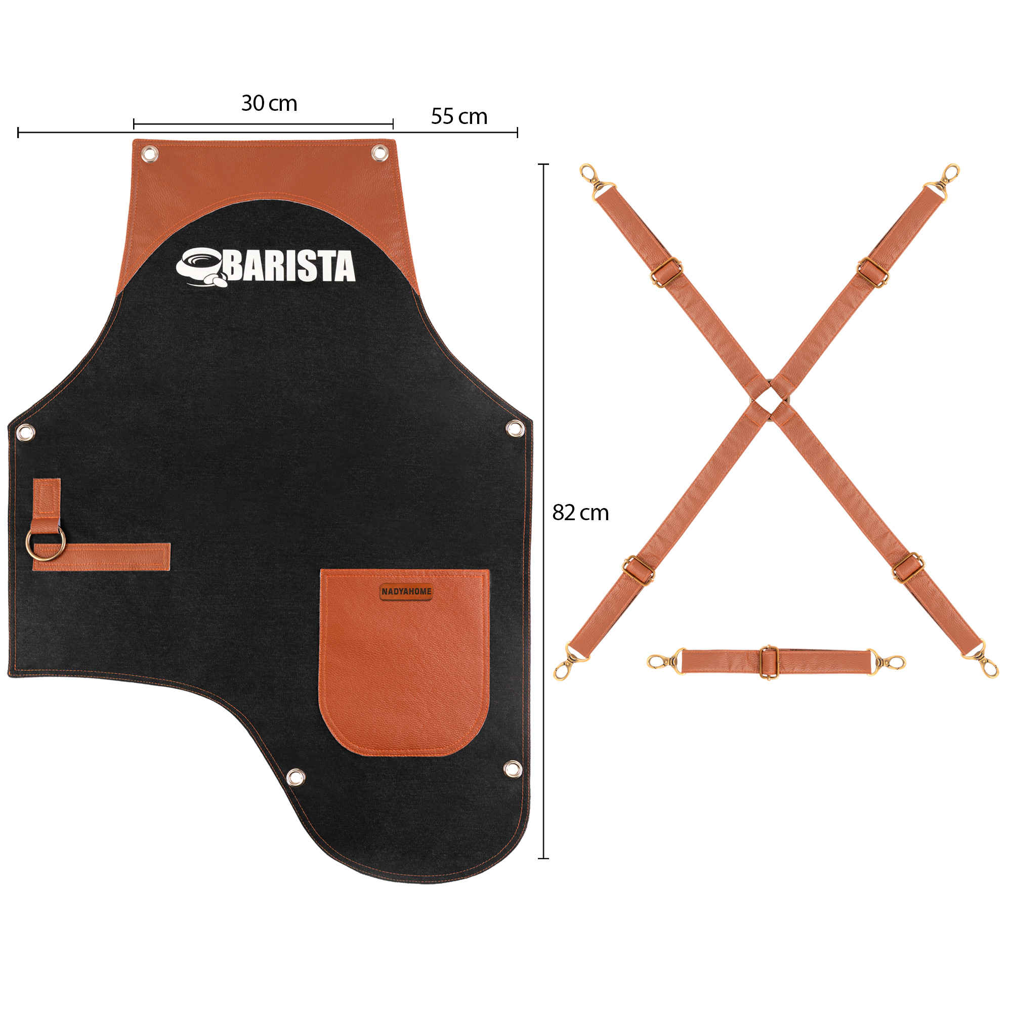 Moderne Barista Schort – Zwart Denim