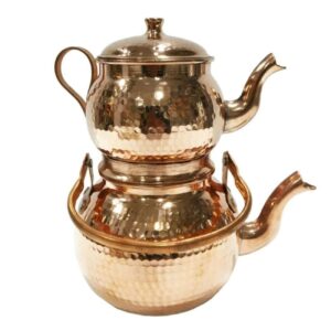 Perzische koperen dubbele theepot – duurzaam en gehamerd, Cambyses