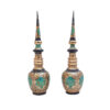 Perzische Decoratieve Koperen Flessen - Set van 2 Turkoois & Zilver