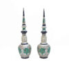 Perzische Decoratieve Koperen Flessen - Set van 2 Zilver & Bladmotief