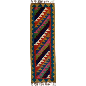 Perzisch Kilim Loper Tapijt van Wol – Authentiek Handgeweven in Zanjan Geometrisch