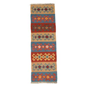 Perzische kilim loper tapijt met wol authentiek handgeweven in Fars Qashqai