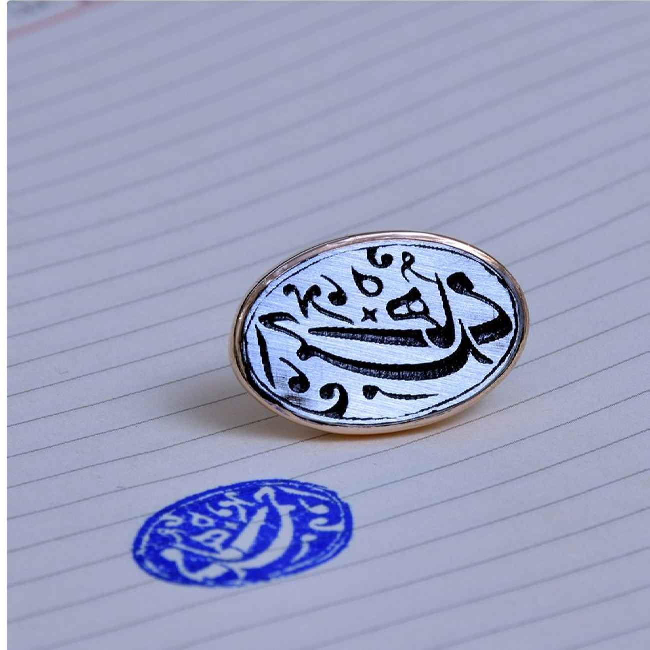 Perzische Moderne Bronzen Stempel met Stempelkussen – Tijdloos Stuk voor het Personaliseren van Briefpapier