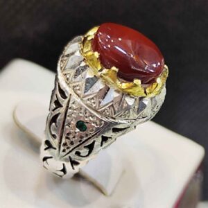 Perzische zilveren ring – voor mannen met Jemenitische agaatsteen