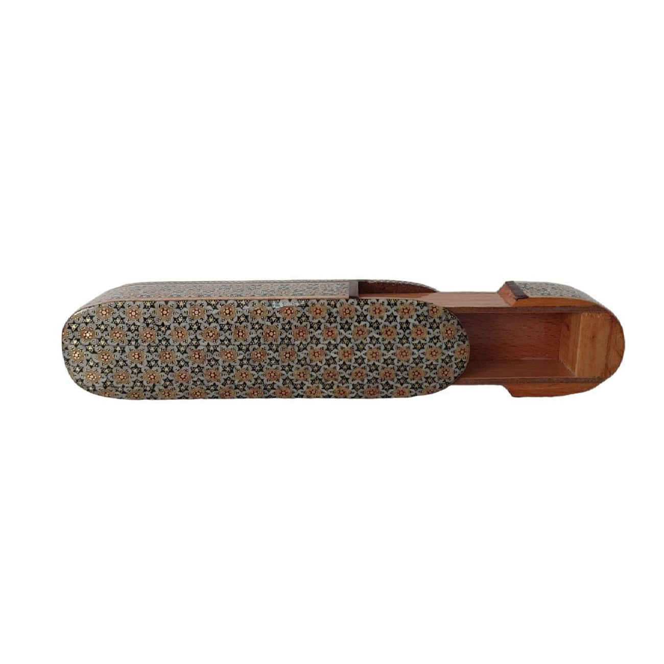 Perzische houten pennenhouder – Khatam Kari elegantie