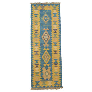 Perzische Kilim Loper Qashqai Fars – Geel Geometrisch – Handgeweven