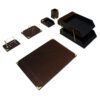 Premium Leren Bureau Organizer Accessoires voor Werkplek (6-delig)